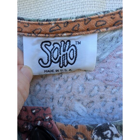 Soho Womens Vintage African Safari Button Up Shirt M/L Half Sleeve Jungle 80s - Picture 2 of 5